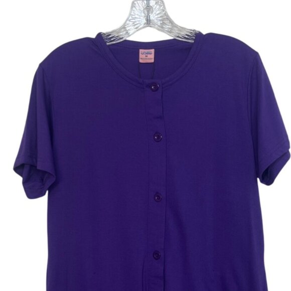 USBD Button Front Shirt Womens Medium Purple New Short Sleeve - Picture 3 of 7
